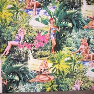 VTG Robert Kaufman Ladies in Bikinis Screen Print 3935- Hawaiian, Pin Up 1 Yard+